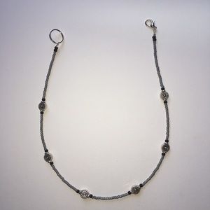 Matte blue grey transparent silver necklace